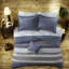 Ensemble de literie à rayures simple moderne, édredon en polyester avec draps, motif bleu et gris pour la chambre à coucher