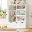 47.2"H Wood Storage Kids Bookcases  with Sliding Door and 3 Removable Drawers-1978667836