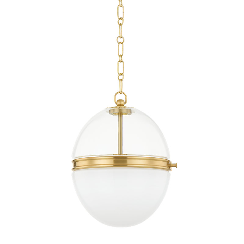 Donnell 1 Light Pendant, Aged Brass, 15.25" H x 12.5" W x 12.5" D