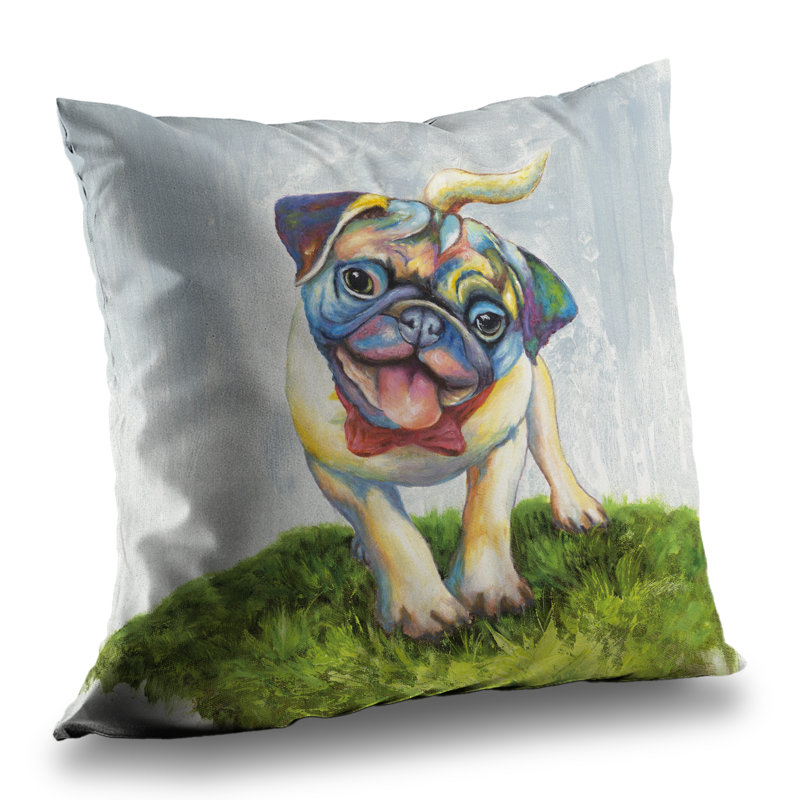 Colorful Smiling Pug - Pets Livingroom Throw Pillow Insert