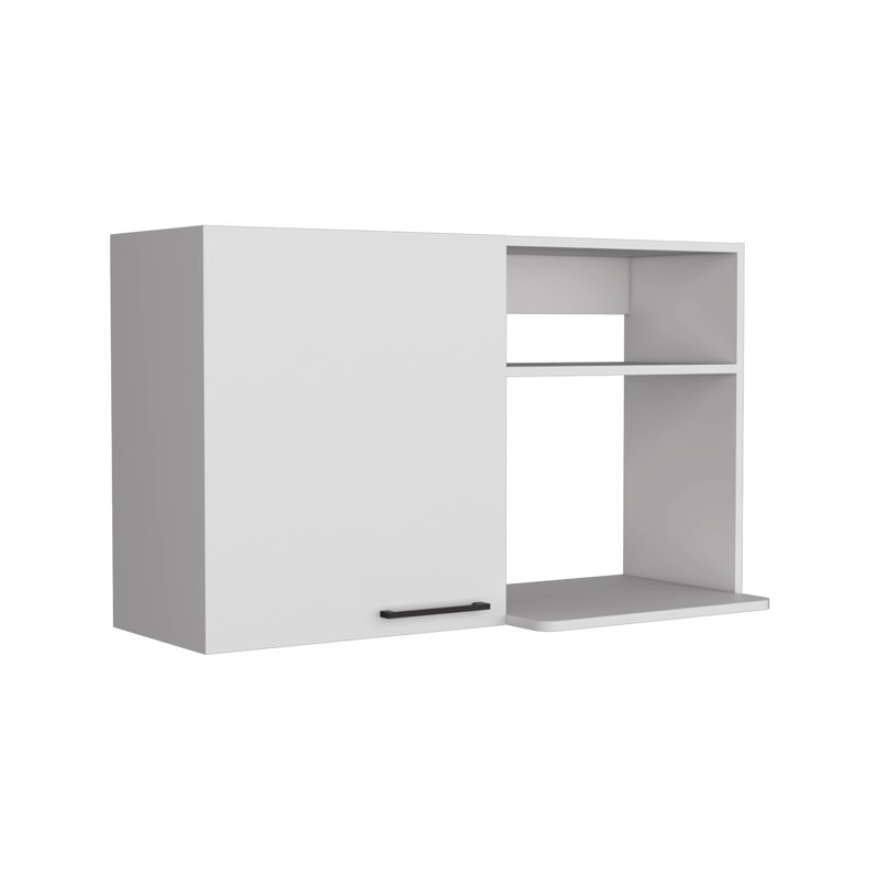 Armoire de rangement murale empilable H 24 po, deux tablettes internes, deux tablettes de rangement externes, une porte, blanc