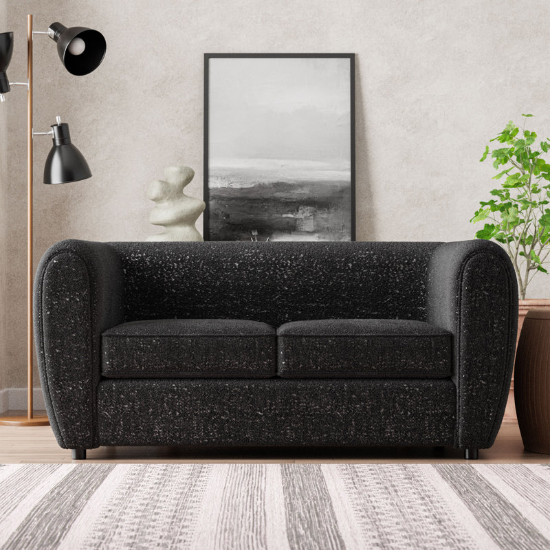 Celal 67'' Round Arm Loveseat, Black 100% Polyester