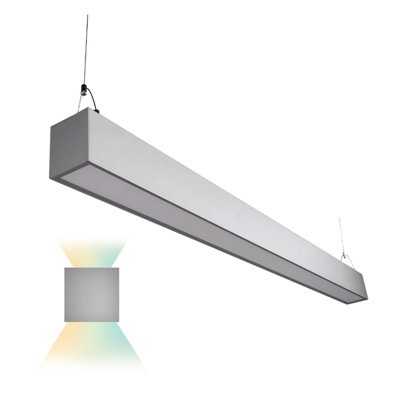 Luminaire DEL linéaire haut / bas 4 W 50 pi, 3 couleurs sélectionnables, à intensité variable et connectable, finition argentée