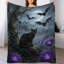 Jeté en flanelle de luxe chat noir brillant, couverture douce et douce pour le salon-133687287
