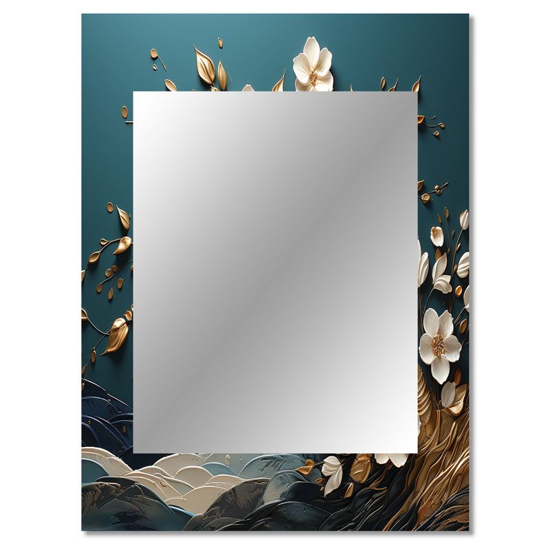 Miroir mural décoratif blanc et doré, 40 po x 30 po