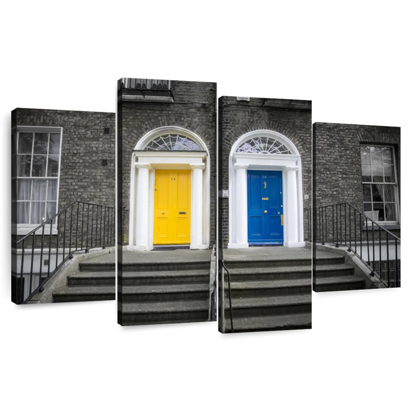Yellow and Blue Doors, H 32 po x l 52 po