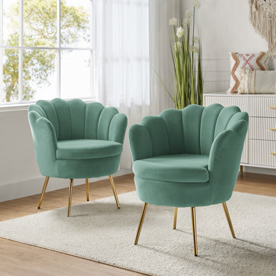 Fauteuil demi-tonneau en velours 30 po Hendrix