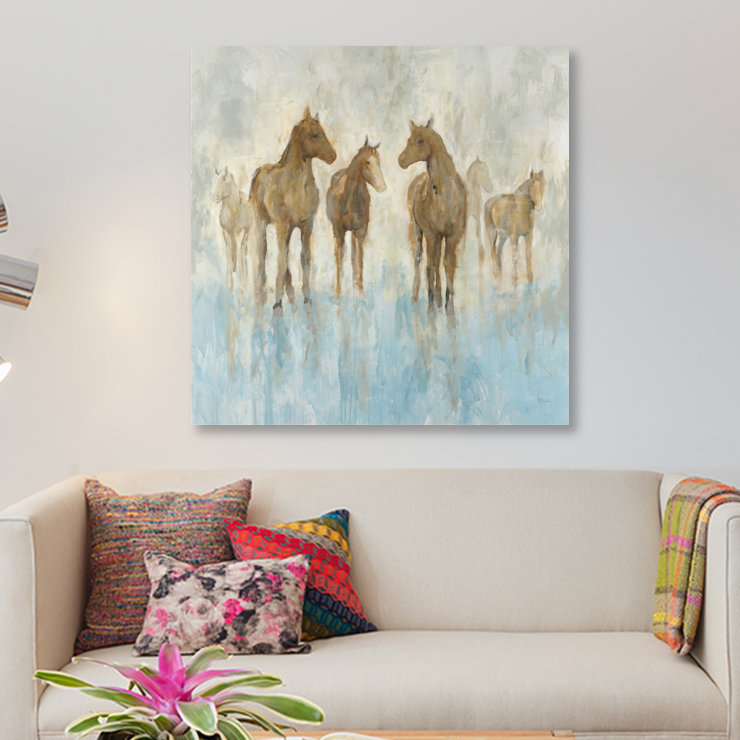 «Horses», reproduction sur toile, H 48 po x l 48 po x P 1,5 po, Pas de tapis, Toile tendue