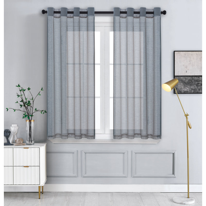 2 panneaux de rideaux semi-transparents avec œillets, L 57 po x L 45 po, gris