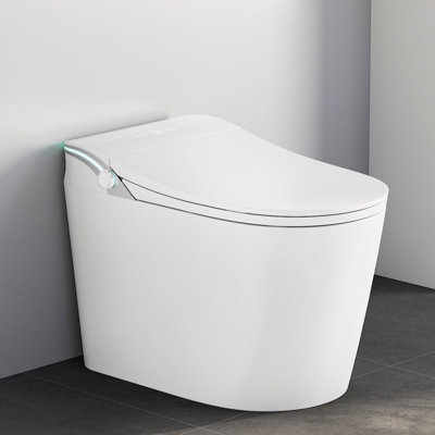 Toilette intelligente, toilette sans réservoir à nettoyage dynamique avec séchoir, toilette à hauteur unique ADA avec bidet à eau chaude, toilette intelligente moderne avec bidet intégré avec capteur de pied, panne de courant et chasse d'eau 