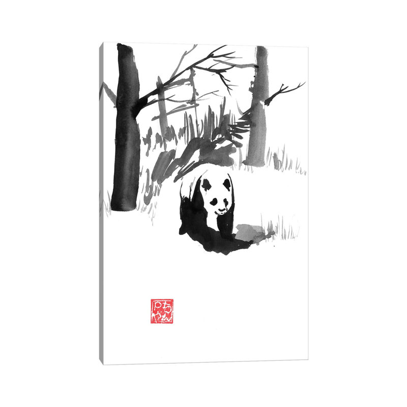 Panda In The Forest by Péchane - Painting on Canvas, Wrapped Canvas, 101.6 cm H x 66.04 cm W x 1.91 cm D
