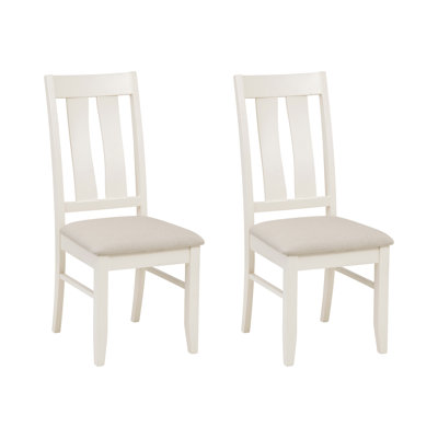 Maranda 49.5cm H Polyester Blend Upholstered Slat Back Side Chair in Ivory