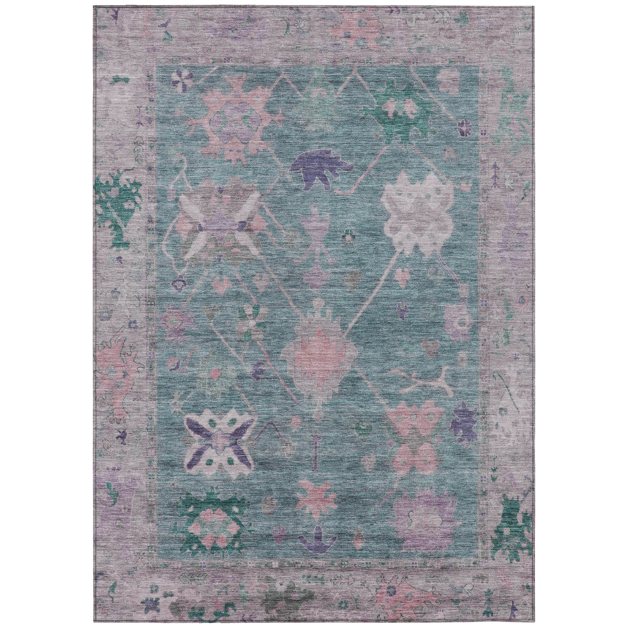 Green Roses Rug Bungalow Rose Machine Washable Indoor/Outdoor Xhevrie Green Rug | Wayfair