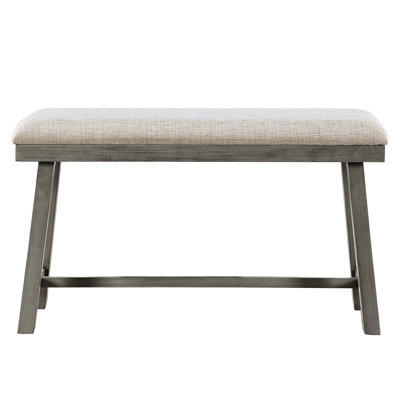 Banc de salle à manger à hauteur de comptoir, siège en tissu texturé dans un banc de chambre gris avec finition rembourrée de mousse