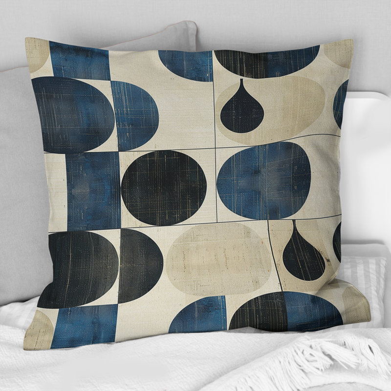 Coussin décoratif ivoire Midcentury Shapes I - Midcentury, H 16 po x l 16 po