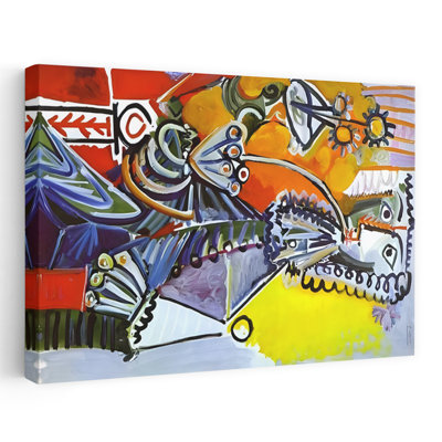 Vibrant Cubist Painting Abstract Bold Colorful Horse Wall Art Print 1 Piece Wrapped Canvas Wall Art