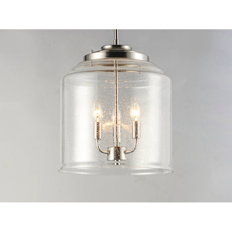 Luminaire suspendu en acier 3 lumières Nunez, Nickel satiné