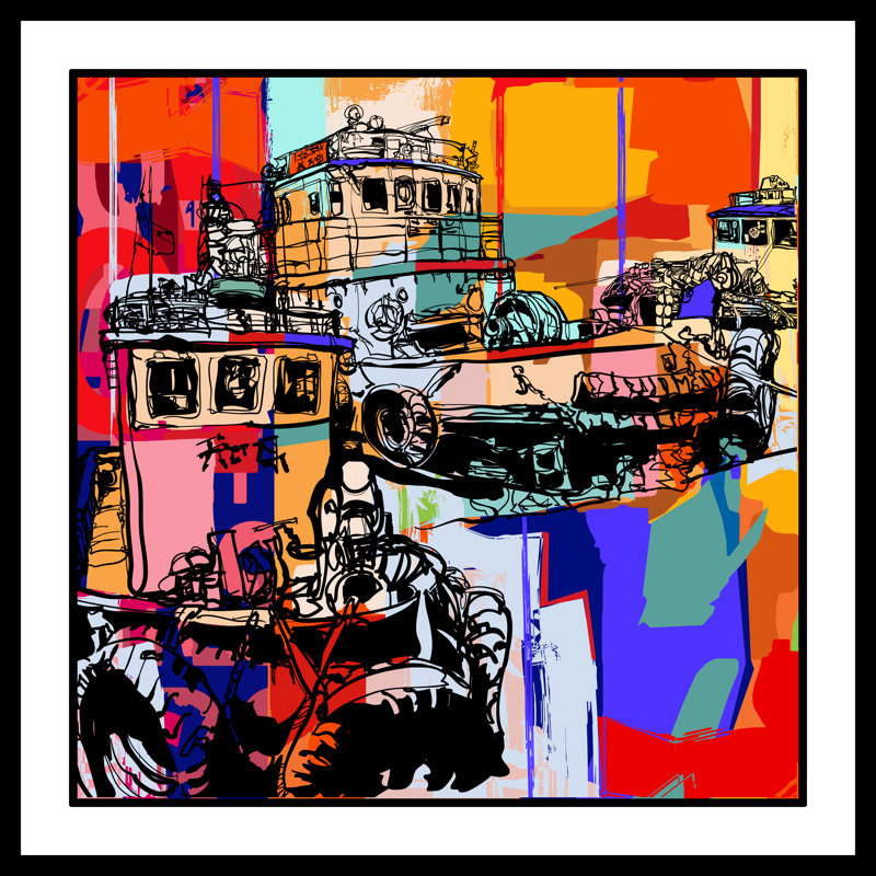 Fishing Boats by Isaxar - Wrapped Canvas Print, 122cm H x 122cm W x 3.8cm D