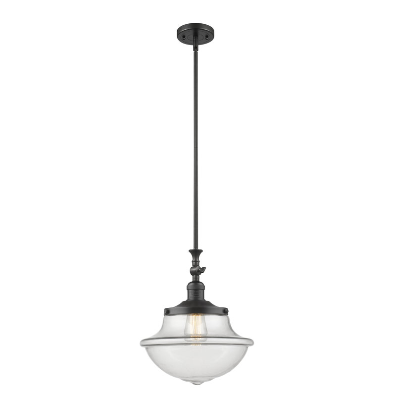 Luminaire suspendu simple à 1 lumière Baptiste, Ampoule DEL 6 watts Vinage, Transparent, Noir mat