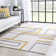 Clarys Gold Modern Geometric Lines 3D Textured Rug