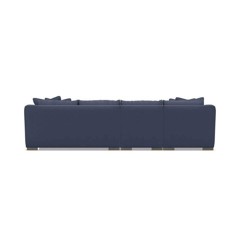Chaise Sectional, Blue Polyester, Left Hand Facing, 35" H x  135" W x 63.5" D