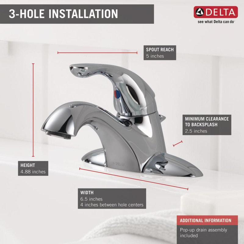 Classic Centerset Bathroom Faucet with Drain Assembly and DIAMOND™ Seal Technology, Chrome