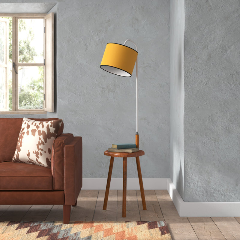 Torrent 160cm Tray Table Floor Lamp, Black, Mustard