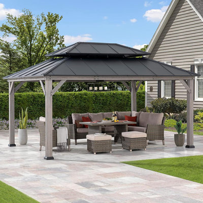 Sunjoy 12 ft. x 16 ft. Cedar Framed Gazebo with Steel Hardtop