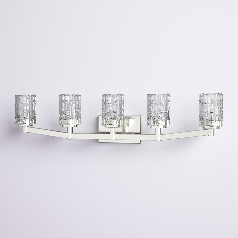 Samson 40.75" W 5-Light Steel Vanity Light with Glass Shades, Brushed Nickel