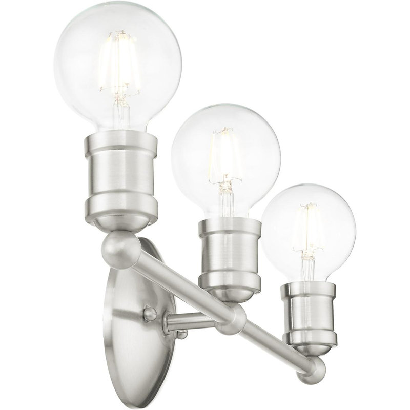 Éclairage pour meuble-lavabo moderne 20,25 po | Luminaire à 3 lumières | Matériau de base en acier., Nickel brossé