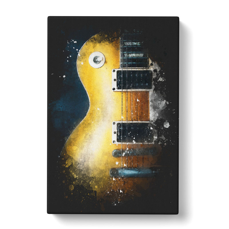 Aged Electric Guitar - Wrapped Canvas Painting, 76cm H x 50cm W x 3cm D