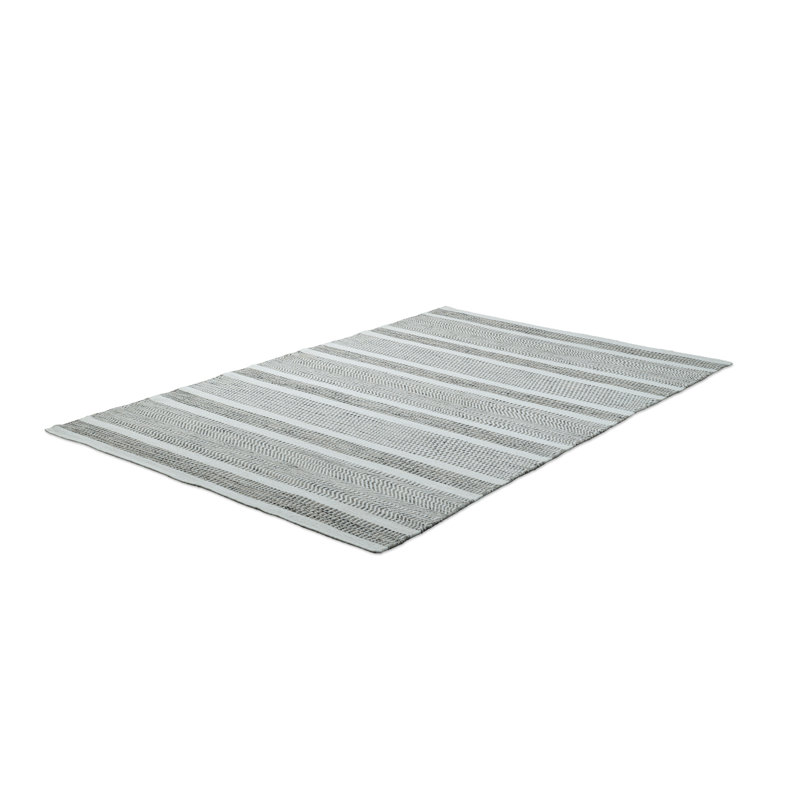 Coleraine Handwoven Wool Grey Rug, Rectangle 55 x 80cm