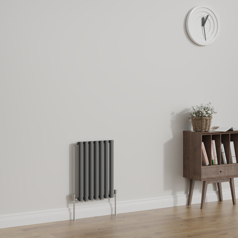 Shoshana Vertical Oval Panel Radiator, 60cm H x 41.3cm W, 1, Anthracite
