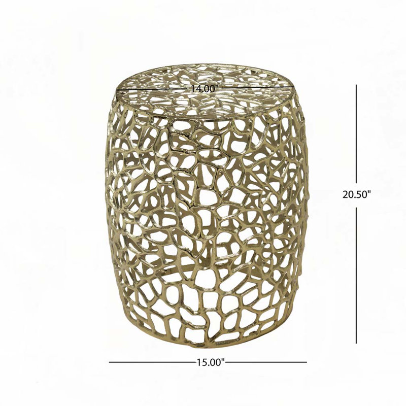 Table de bout cylindrique en aluminium, Doré