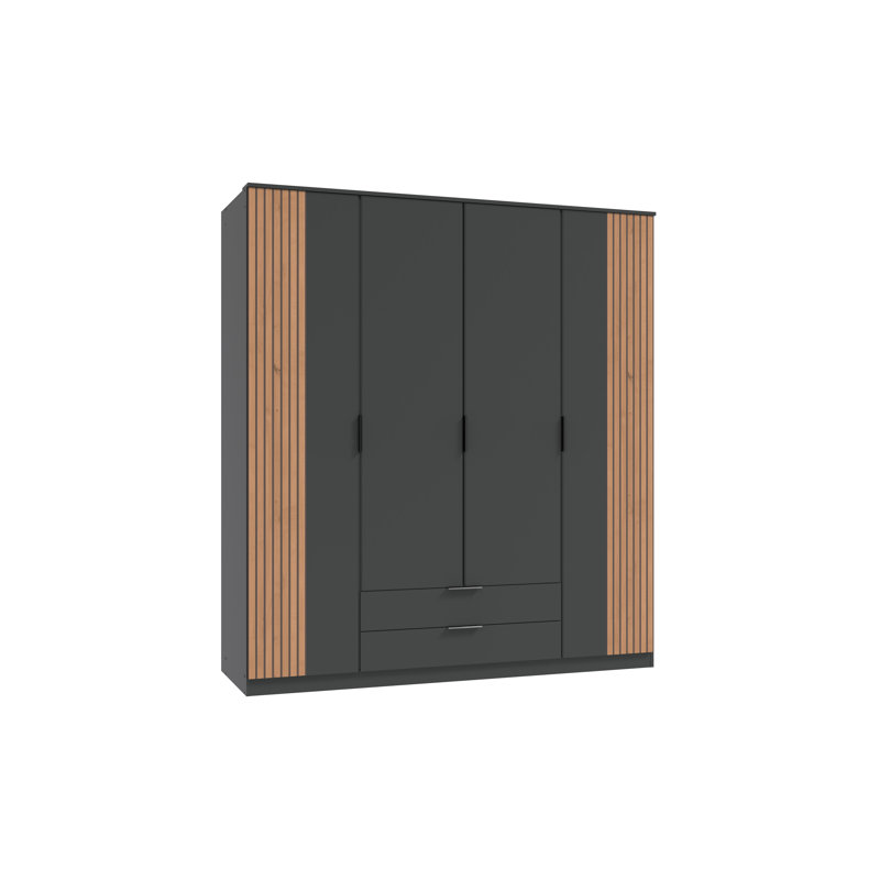 Nameer 4 Door Manufactured Wood Wardrobe, Graphite/Oak