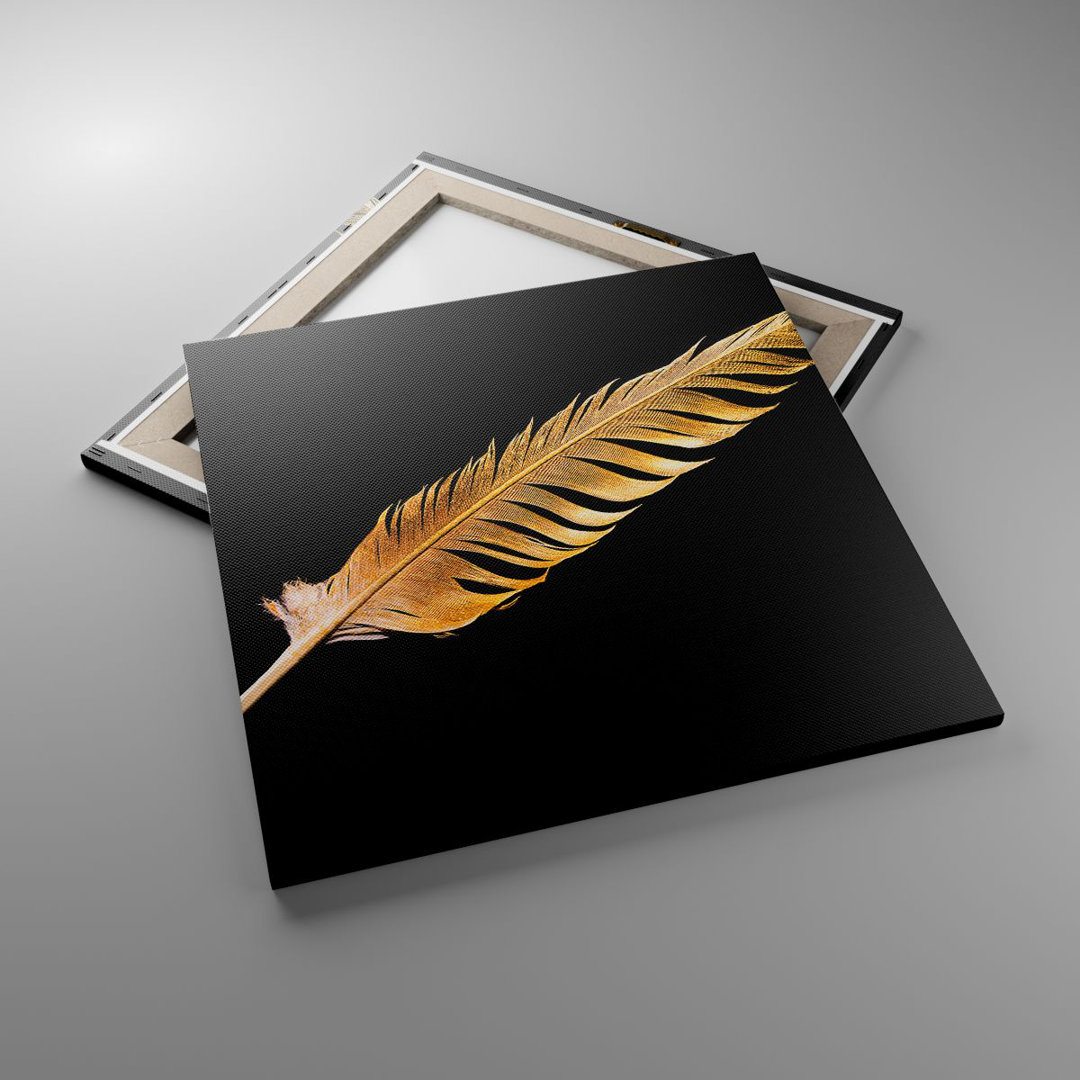 Leinwandbild Golden Feather Black