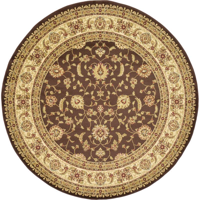 Rosaria Oriental Brown Area Rug, Round 13'1"
