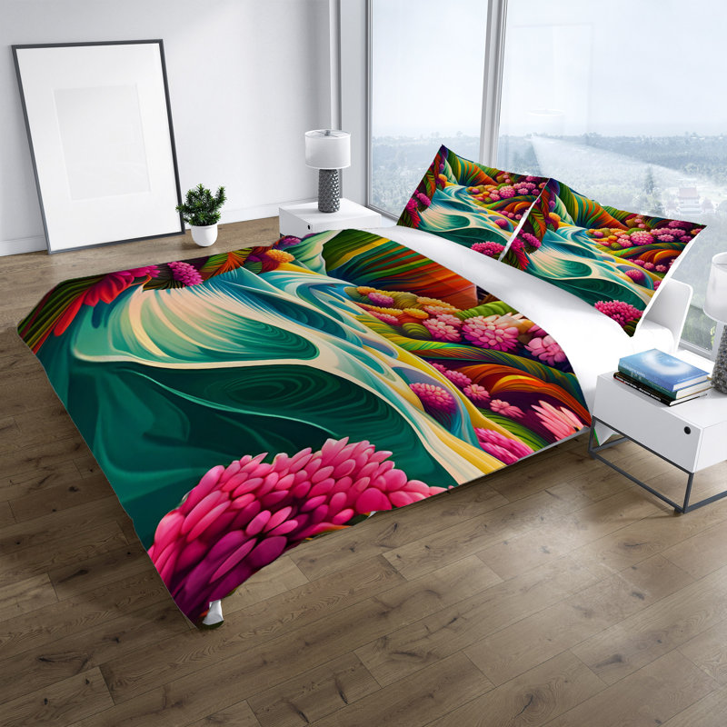Polyester Abstract Duvet Cover, King Duvet Cover + 2 King Shams