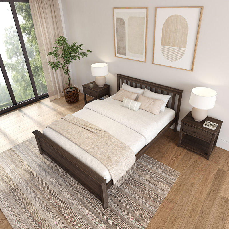 Lit en bois massif Rosenthal, Grand, Noyer