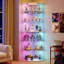 175cm Corner Glass Display Cabinet with 5-Tier Shelves, RGB Lighting, Motion Sensor and Push-to-Open Doors-1474473552