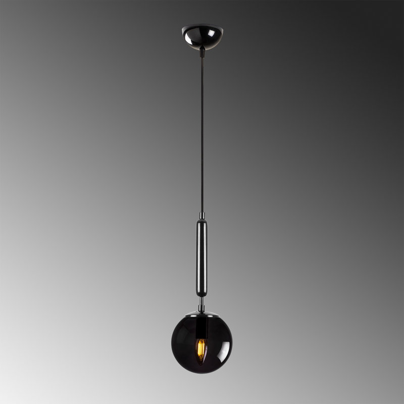 Luminaire suspendu en forme de globe à 1 lumière Celestia, Noir, Noir