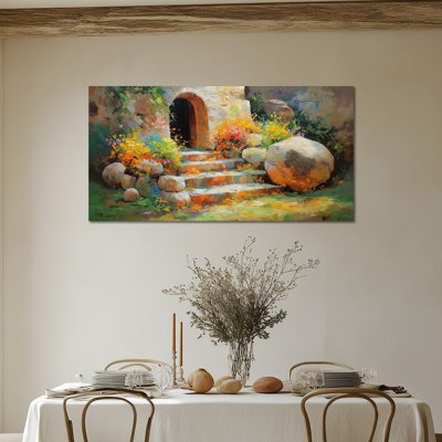 Art mural de Pâques - reproduction d'art sur toile, images colorées de chemin de Pâques de 12 pi x 24 po