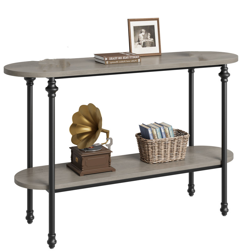 Entryway Table, 43.3" Console Table With Storage, 2 Tier Sofa Table, Gray