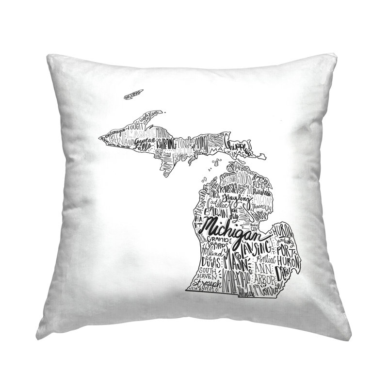 Conception de coussin décoratif imprimé en forme de carte de Michigan State