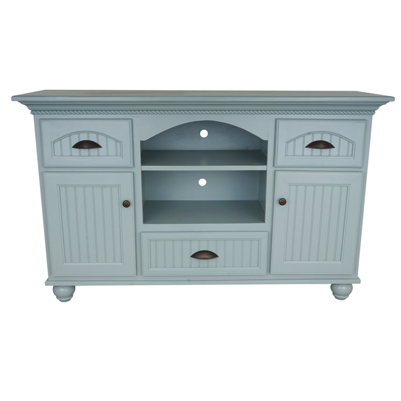 South Perth Unfinished TV Stand for TVs up to 65", Wood, Interesting Aqua