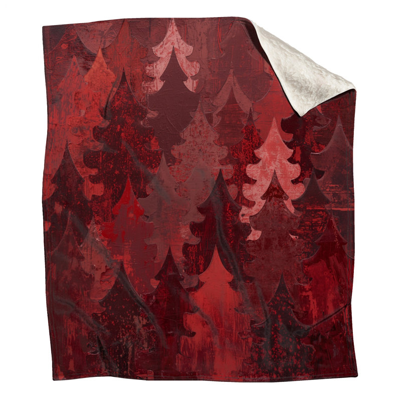 Red Christmas Trees Pattern Blankets, 50in W x 60in H