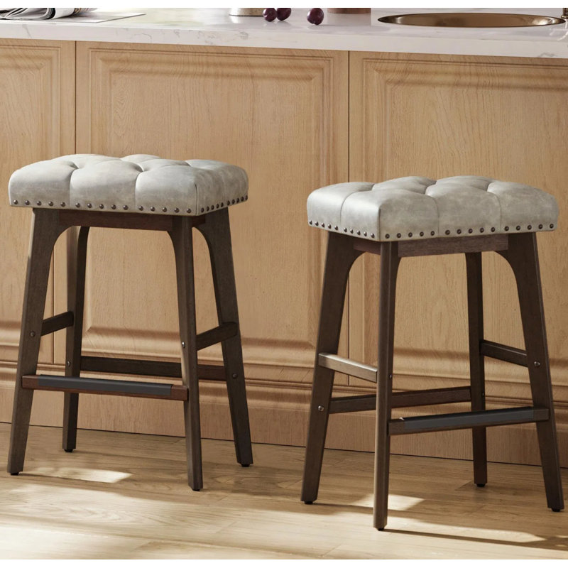 Alicio Counter Stool with Metal Frame, Cappuccino Beige Seat/Brown Frame