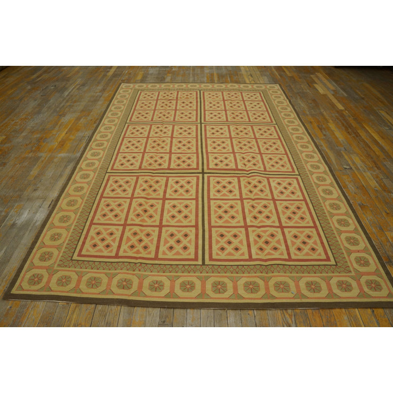 Flatweave Wool Geometric Area Rug, 9' X 12'