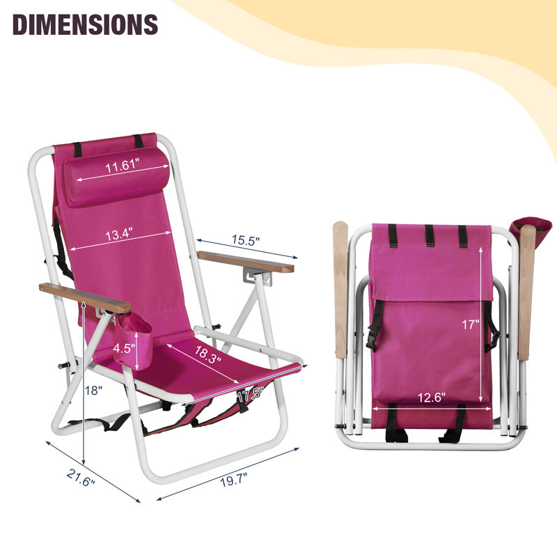Draughn Folding Beach Chair, Barbie Pink