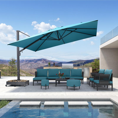 WInon 156'' Square Cantilever Umbrella Stand Included,Turquoise Blue